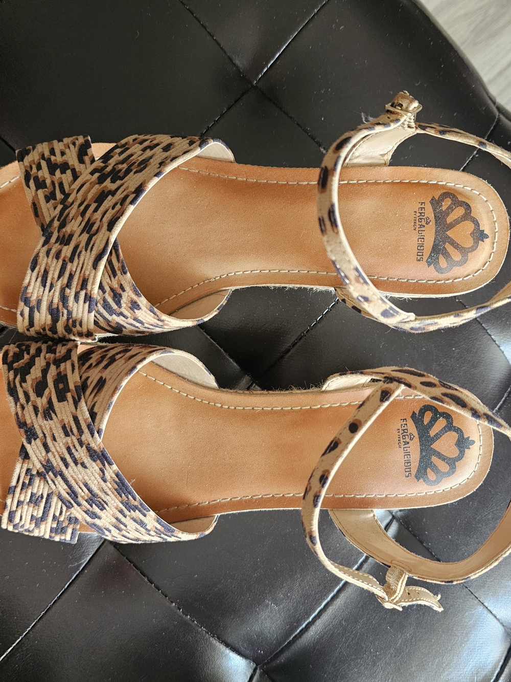 Fergalicious By Fergie Sz  9.5M Leopard-Print Ankle-Strap Sandals